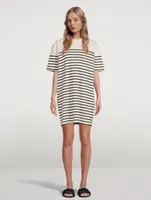 Ribbed Mini T-Shirt Dress Striped Print