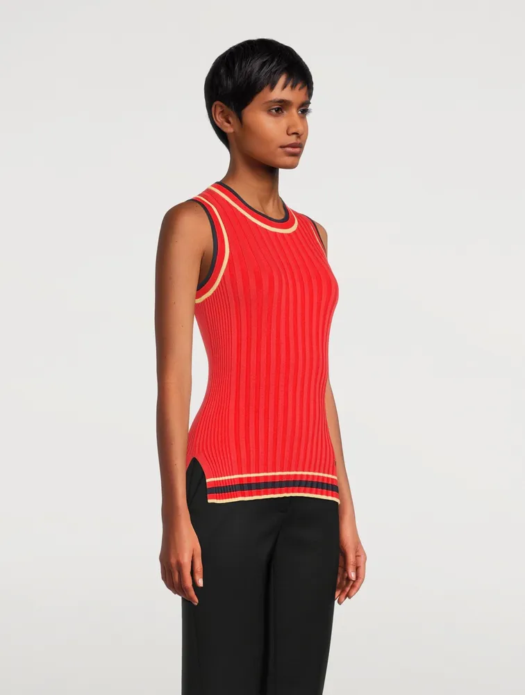 Sleeveless Ribbed Knit Sweater