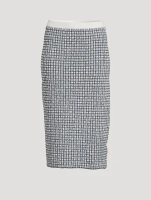 Stretch Jacquard Column Midi Skirt