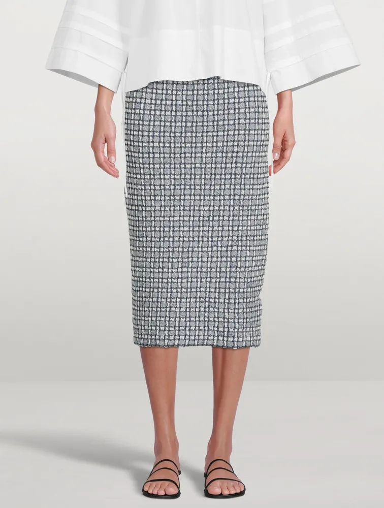 Stretch Jacquard Column Midi Skirt