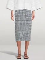 Stretch Jacquard Column Midi Skirt