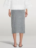 Stretch Jacquard Column Midi Skirt