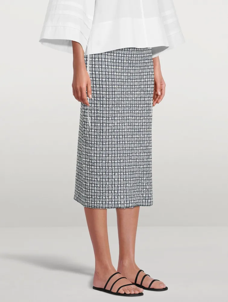 Stretch Jacquard Column Midi Skirt