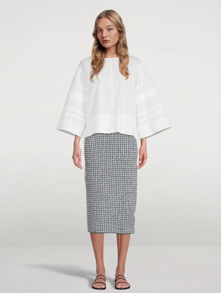 Stretch Jacquard Column Midi Skirt