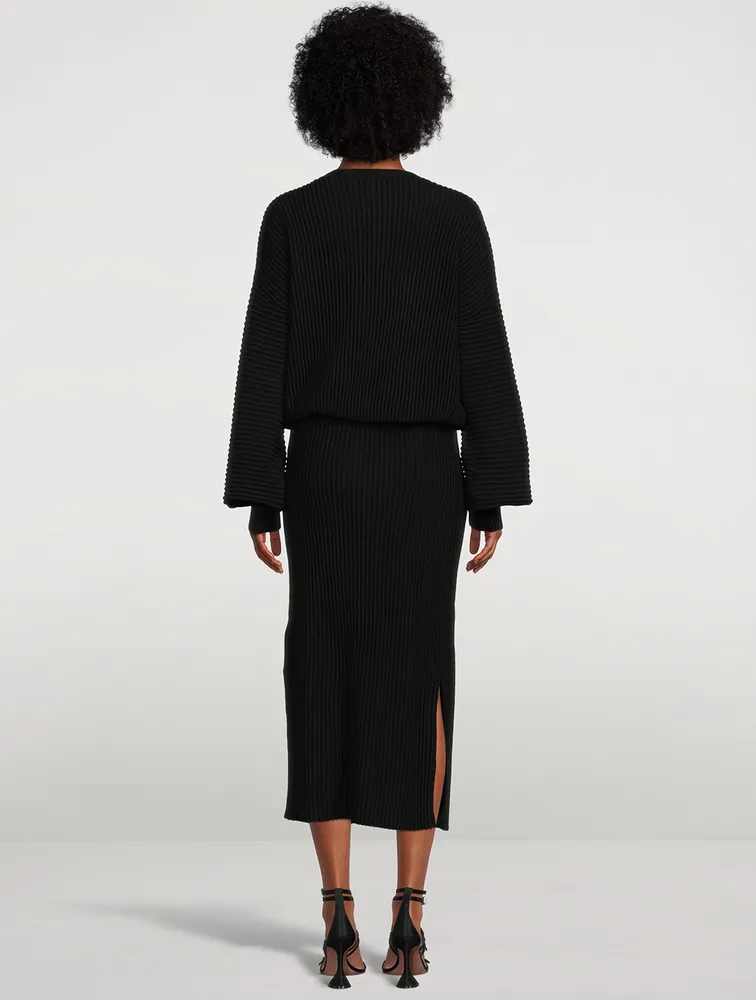 Merino Wool Sweater Dress With Keyhole