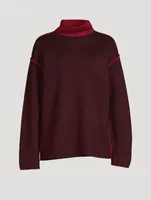Merino Wool Turtleneck Sweater With Piping