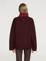 Merino Wool Turtleneck Sweater With Piping