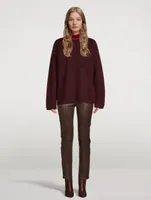 Merino Wool Turtleneck Sweater With Piping