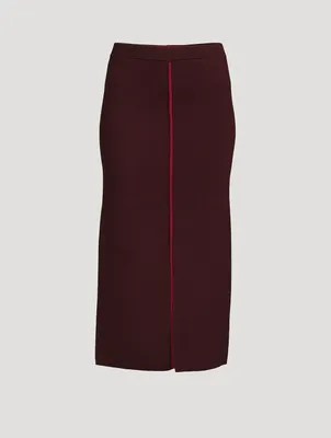 Merino Wool Midi Skirt With Piping