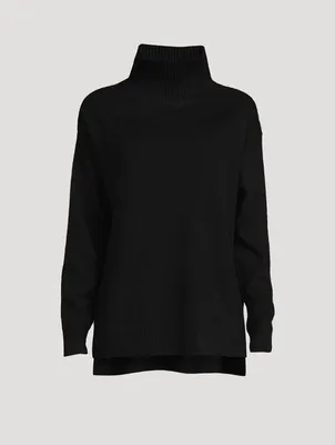 Ribbed Cashmere Stand Neck Sweater