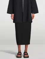 Wool-Blend Straight Midi Skirt