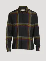 Wool Fitted Shirt Checked Print