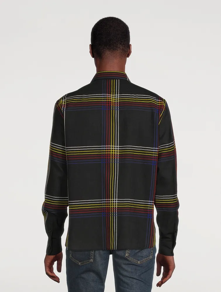 Wool Fitted Shirt Checked Print