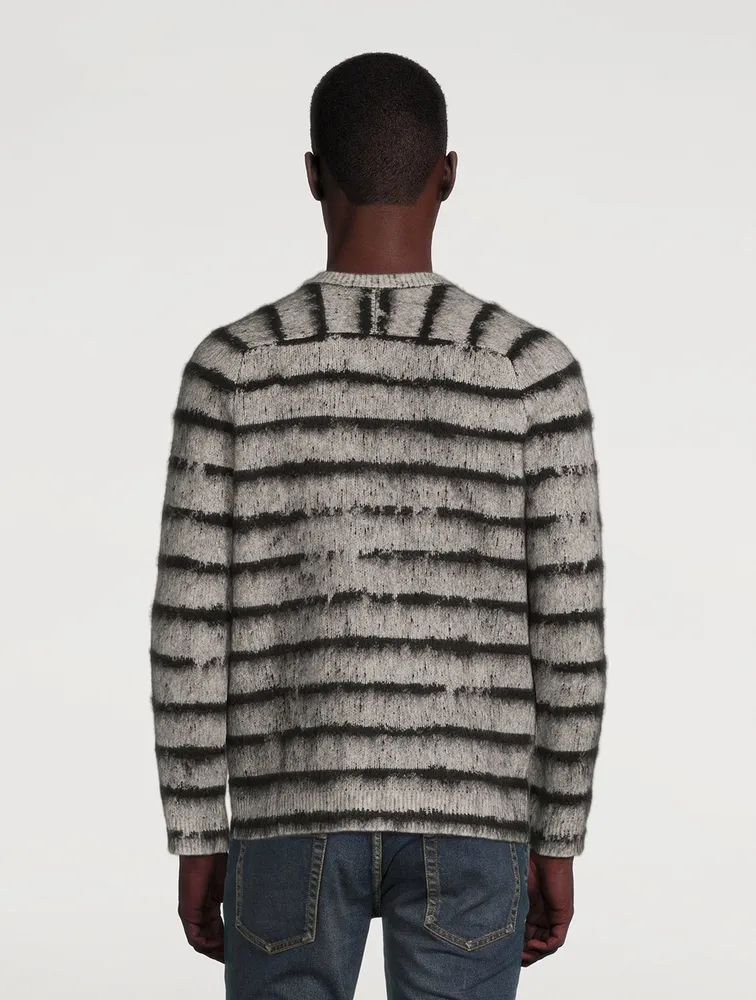 Wool And Mohair Brushed Striped Sweater
