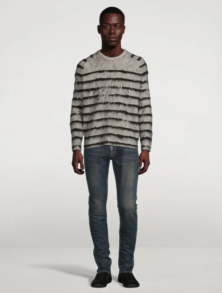 Wool And Mohair Brushed Striped Sweater