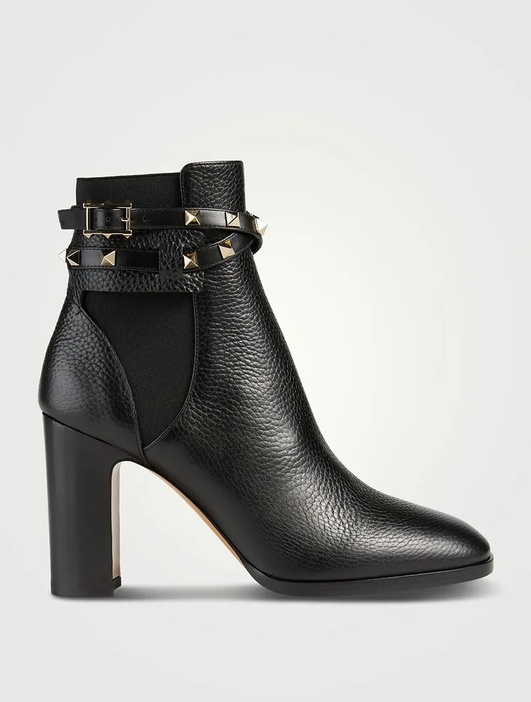 Rockstud Leather Ankle Boots