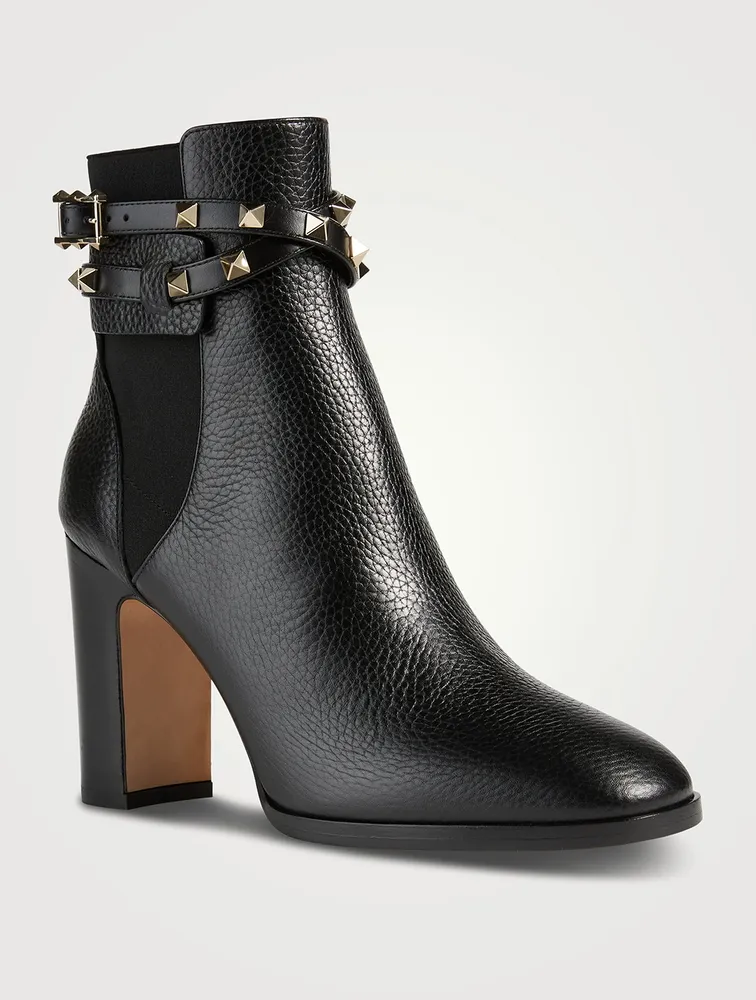 Rockstud Leather Ankle Boots