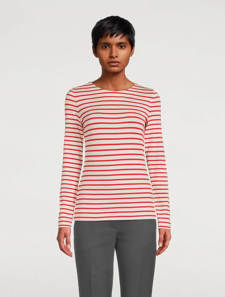 Jersey Long-Sleeve T-Shirt Stripe Print