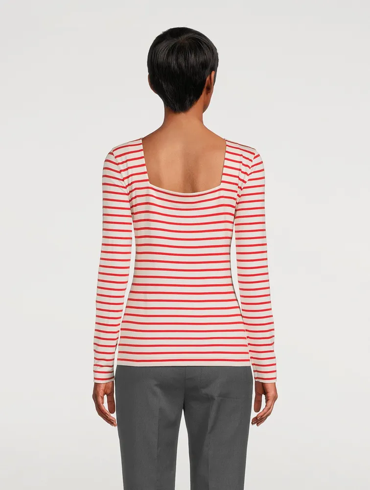 Jersey Long-Sleeve T-Shirt Stripe Print