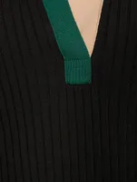 Colourblock Merino Wool Polo Sweater