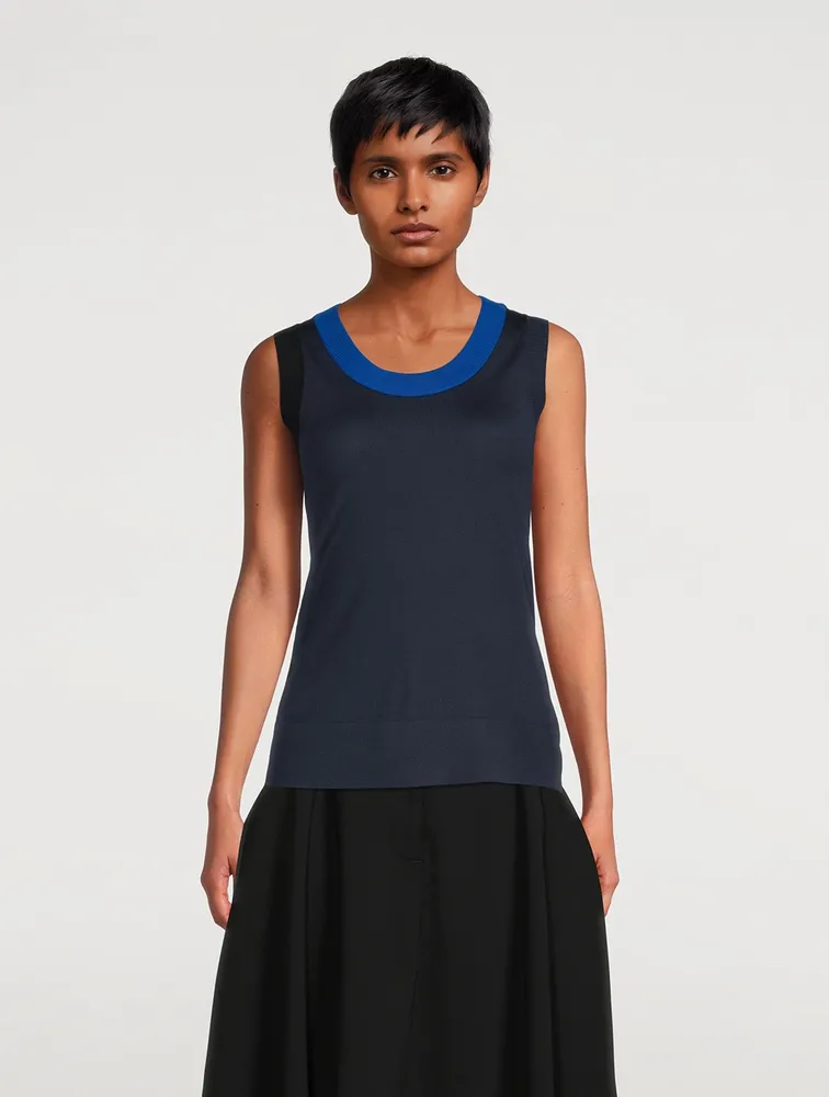 Colourblock Merino Wool Sleeveless Sweater