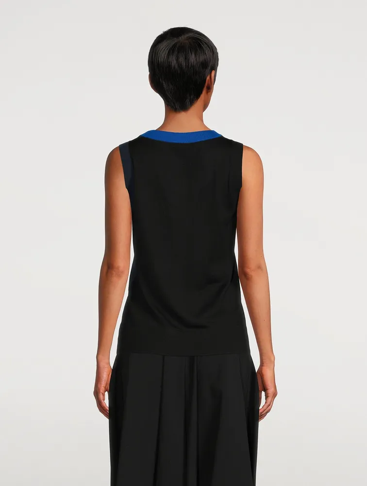 Colourblock Merino Wool Sleeveless Sweater