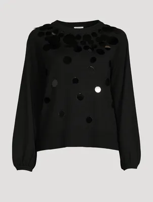Puff-Sleeve Wool Sweater With Paillettes