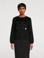 Puff-Sleeve Wool Sweater With Paillettes