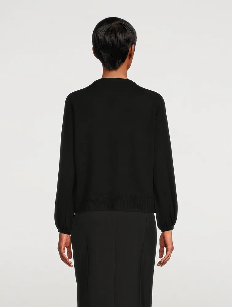Puff-Sleeve Wool Sweater With Paillettes