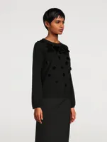 Puff-Sleeve Wool Sweater With Paillettes