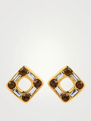 Square Earrings With Crystal