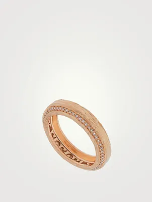 The Other Half 18K Rose Gold Single Line Band Ring With Champagne Diamonds