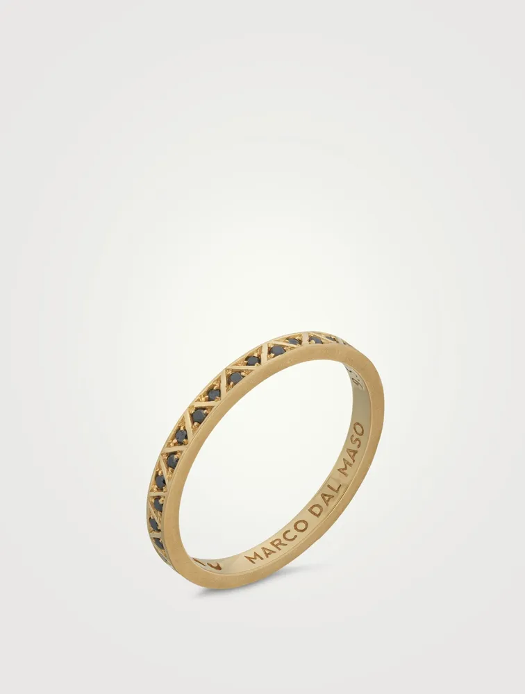 Manawa 18K Gold Eternity Ring With Black Diamonds