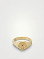 Icon 18K Gold Signet Ring With Black Diamond