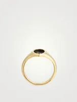 Frame 18K Gold Enameled Signet Ring