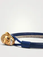 Kiri 18K Gold Pierced Monkey Leather Bracelet With Champagne Diamonds