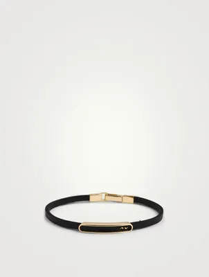 Frame 18K Gold Enameled Leather ID Bracelet