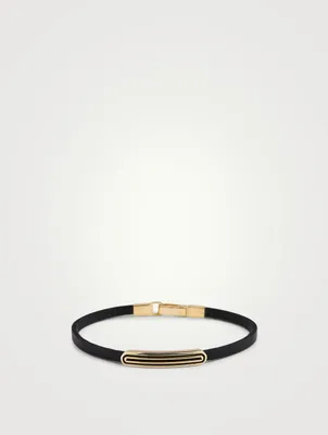 Acies 18K Gold Ipnotic Leather ID Bracelet