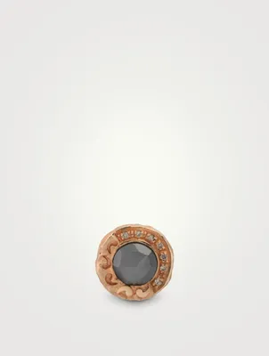 Warrior 18K Rose Gold Single Stud Earring With Hematite And Champagne Diamonds