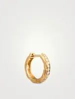 Warrior 18K Gold Thin Single Hoop Earring With Diamonds