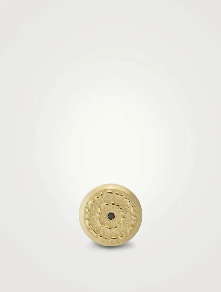 Icon 18K Gold Stud Mono Earring With Black Diamond