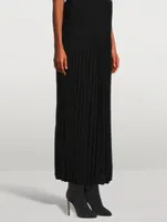 Pleated Knit-Tie Long Skirt