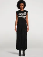 Pleated Knit-Tie Long Skirt