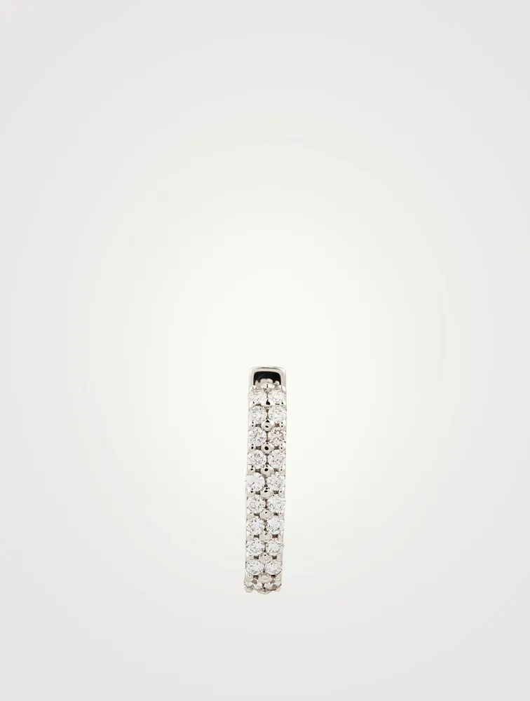 Chiara 18K White Gold Small Carabiner Earring With Diamonds
