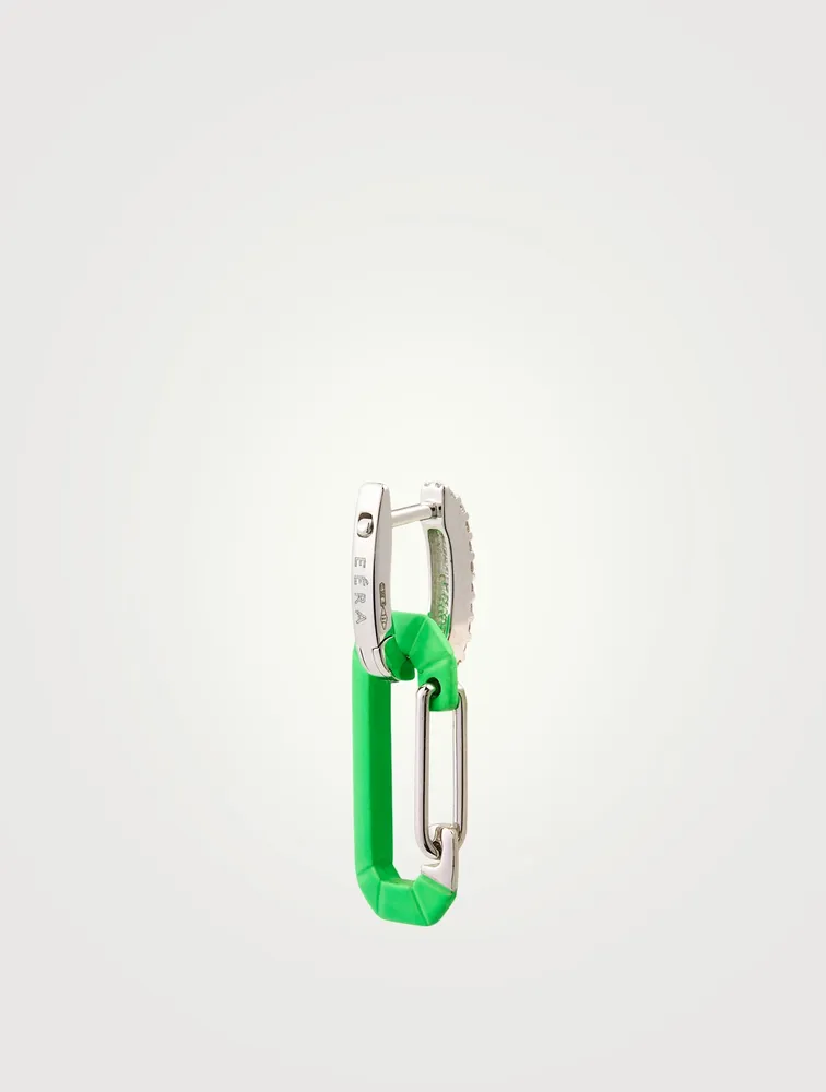 Chiara 18K White Gold Small Carabiner Earring With Diamonds