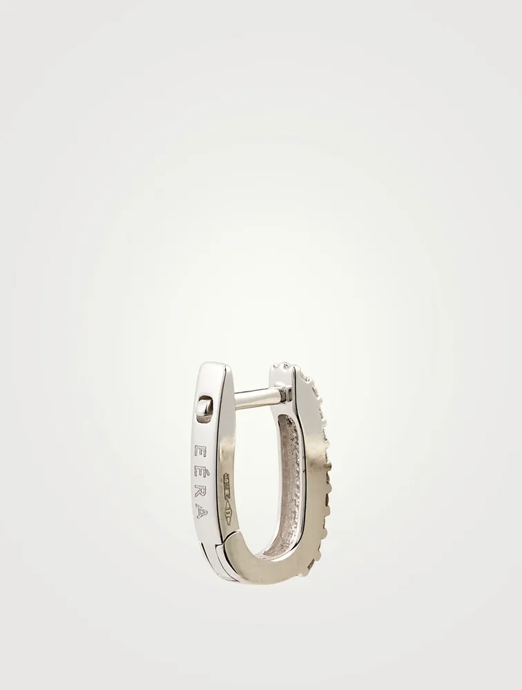 Chiara 18K White Gold Small Carabiner Earring With Diamonds