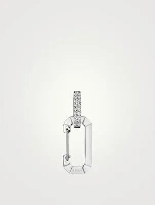 Chiara 18K White Gold Small Carabiner Earring With Diamonds