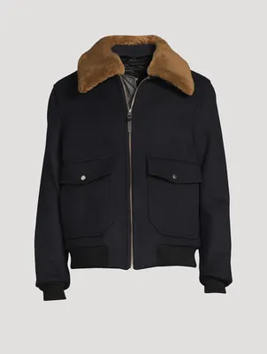 Theo Shearling-Trimmed Bomber Jacket