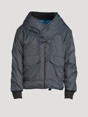 Flight Nylon Bomber Jacket With Removable Scarf Collar