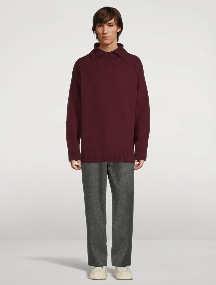 Wool And Cashmere Split-Neck Sweater